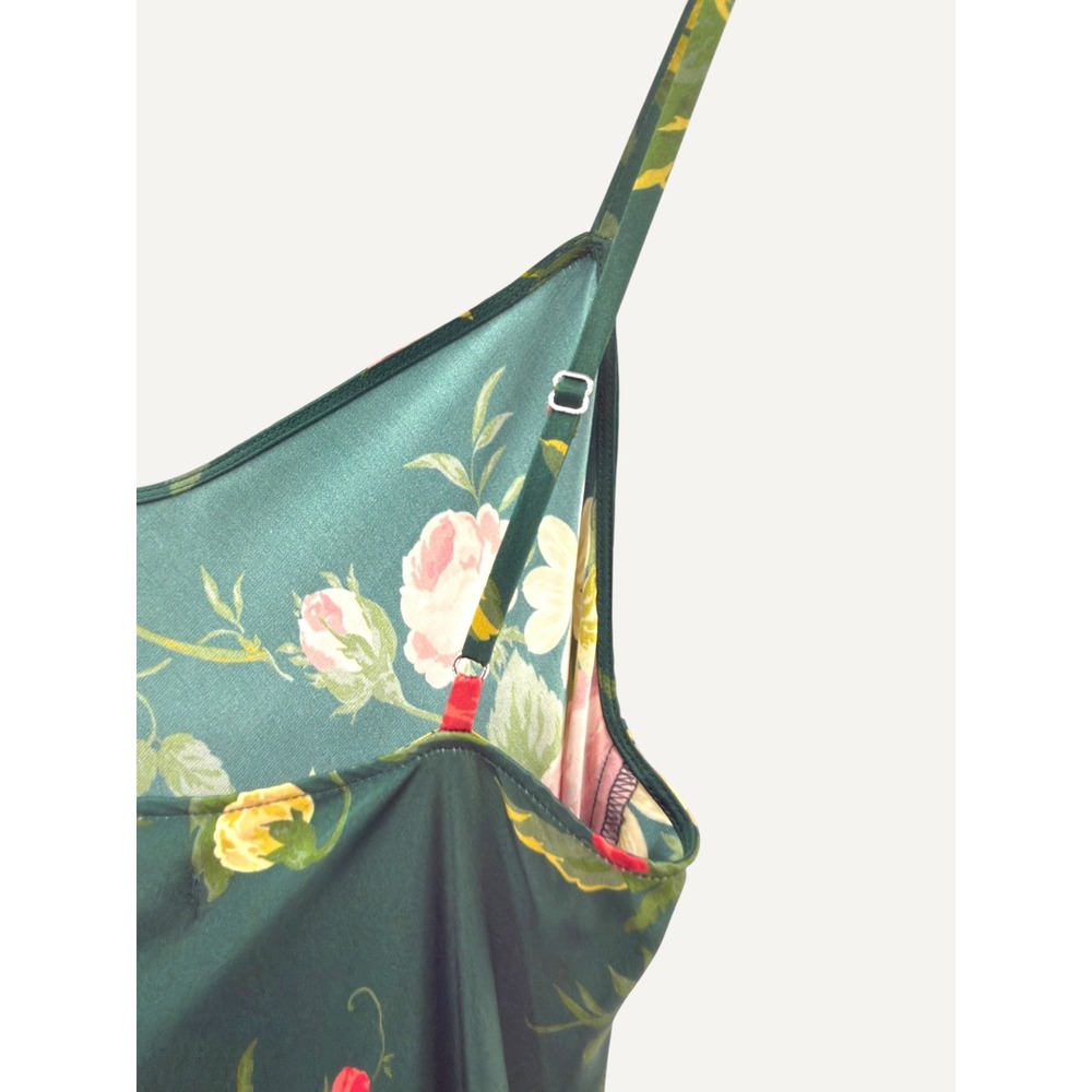 Reformation 100% Silk Floral Slip Dress Green Rose S Elegant Luxury Feminine - Picture 6 of 12